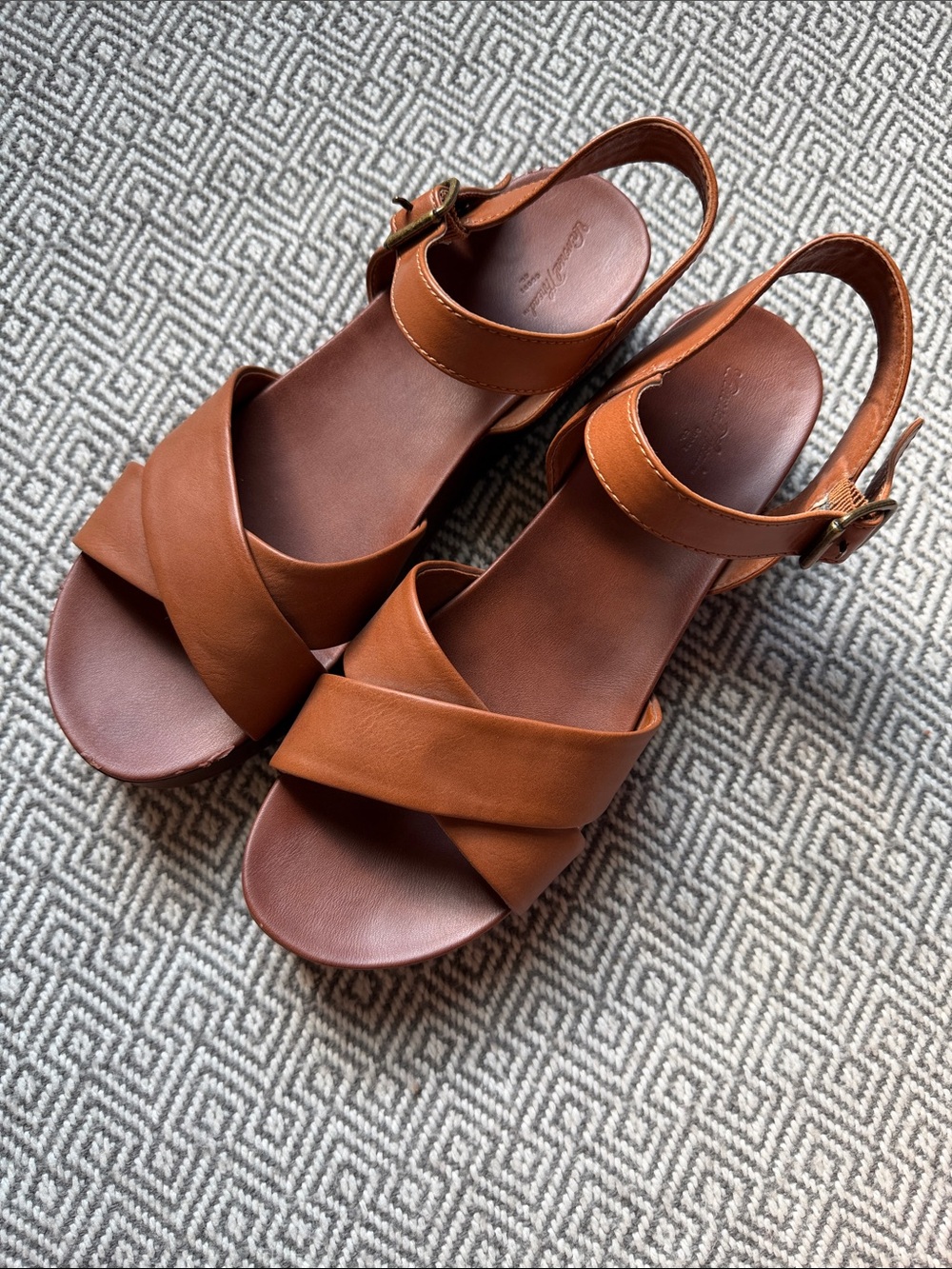Universal Thread Tan Brown Leather Crossover Slingback Sandals
